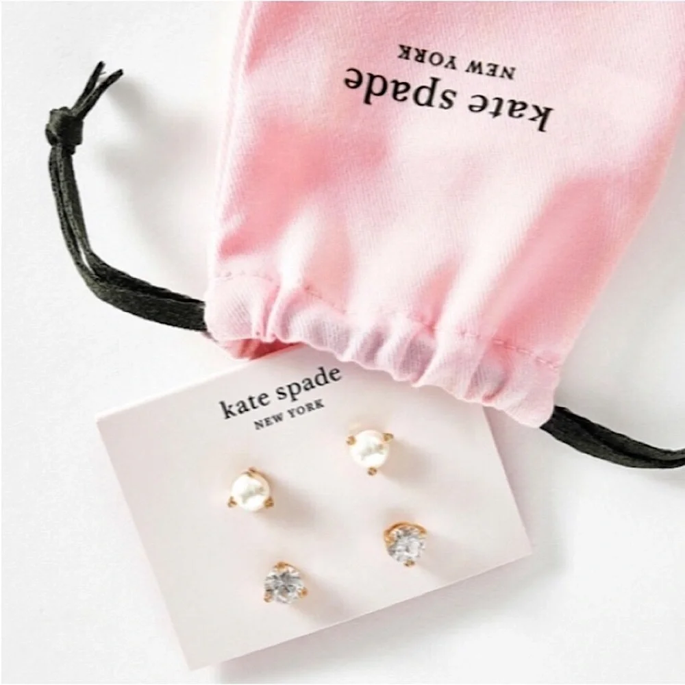 Kate Spade New York Rise and Shine 2-Stud Set, Cubic Zirconia & Glass Pearl - Picture 2 of 13